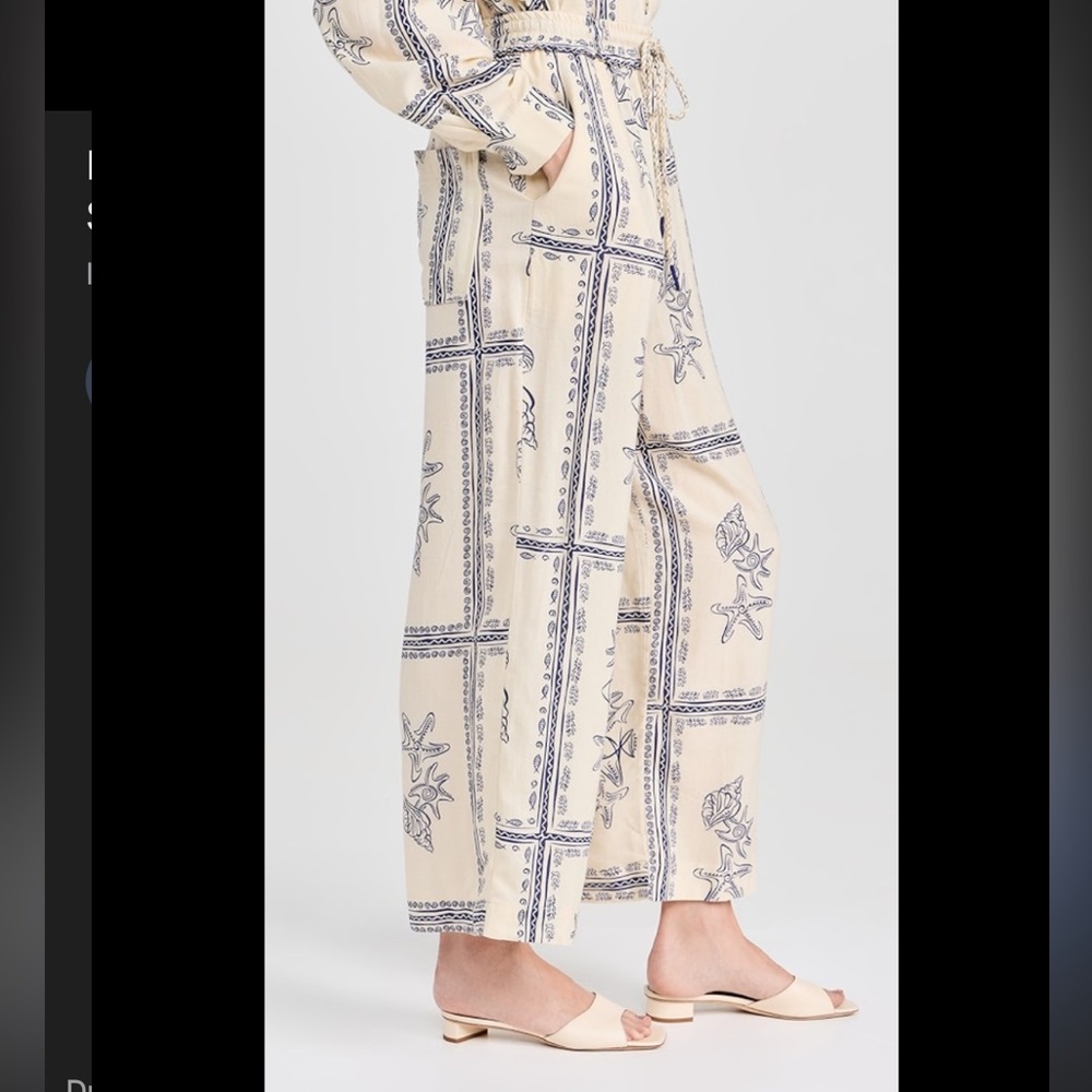 DressTo Nautical Cream Printed Wide-Leg Jumpsuit